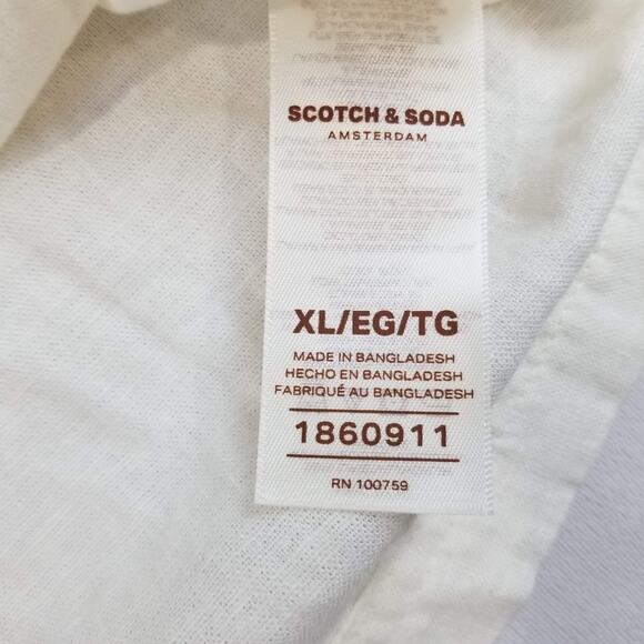 Scotch & Soda Shirt Mens XL White Linen Blend Short Sleeve Button Up Casual - Picture 7 of 11
